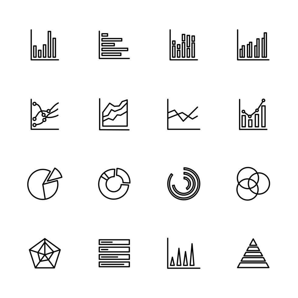 Line Icon Set of Graphic Chart Diagram vector