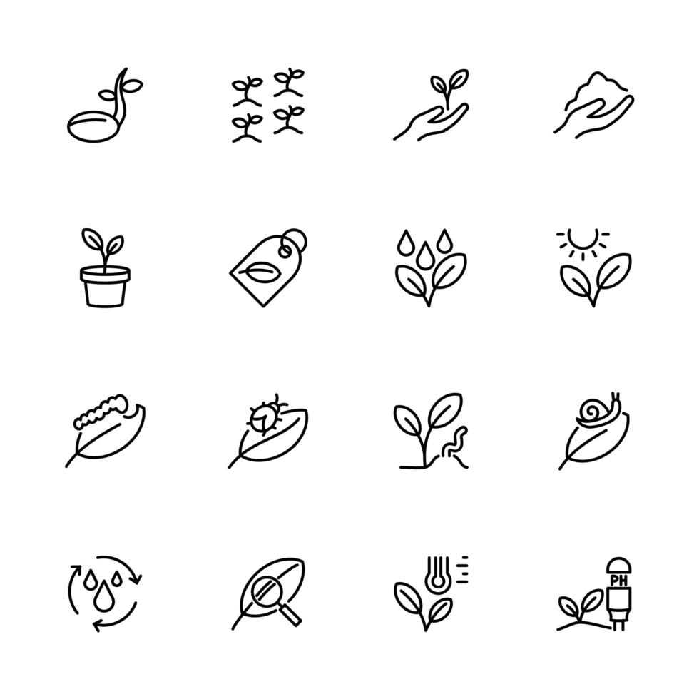 Line Icon Set Agriculture Activity Related to Planting Process vector