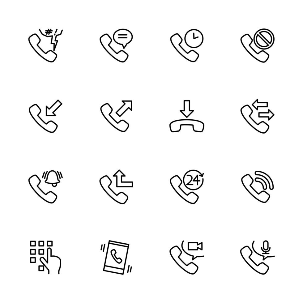 Line Icon Set Activity of Communicating with Telephone 1225294 Vector ...