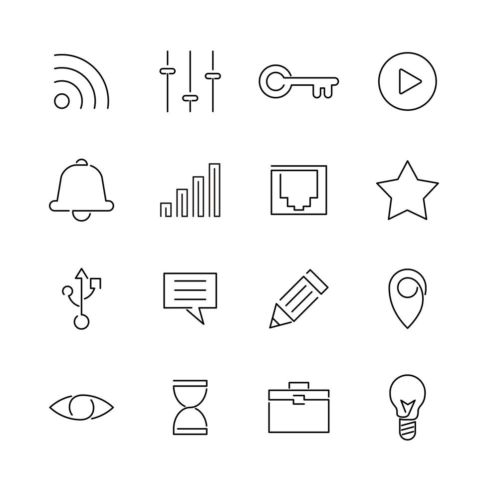 Outline Icons for User Interface vector