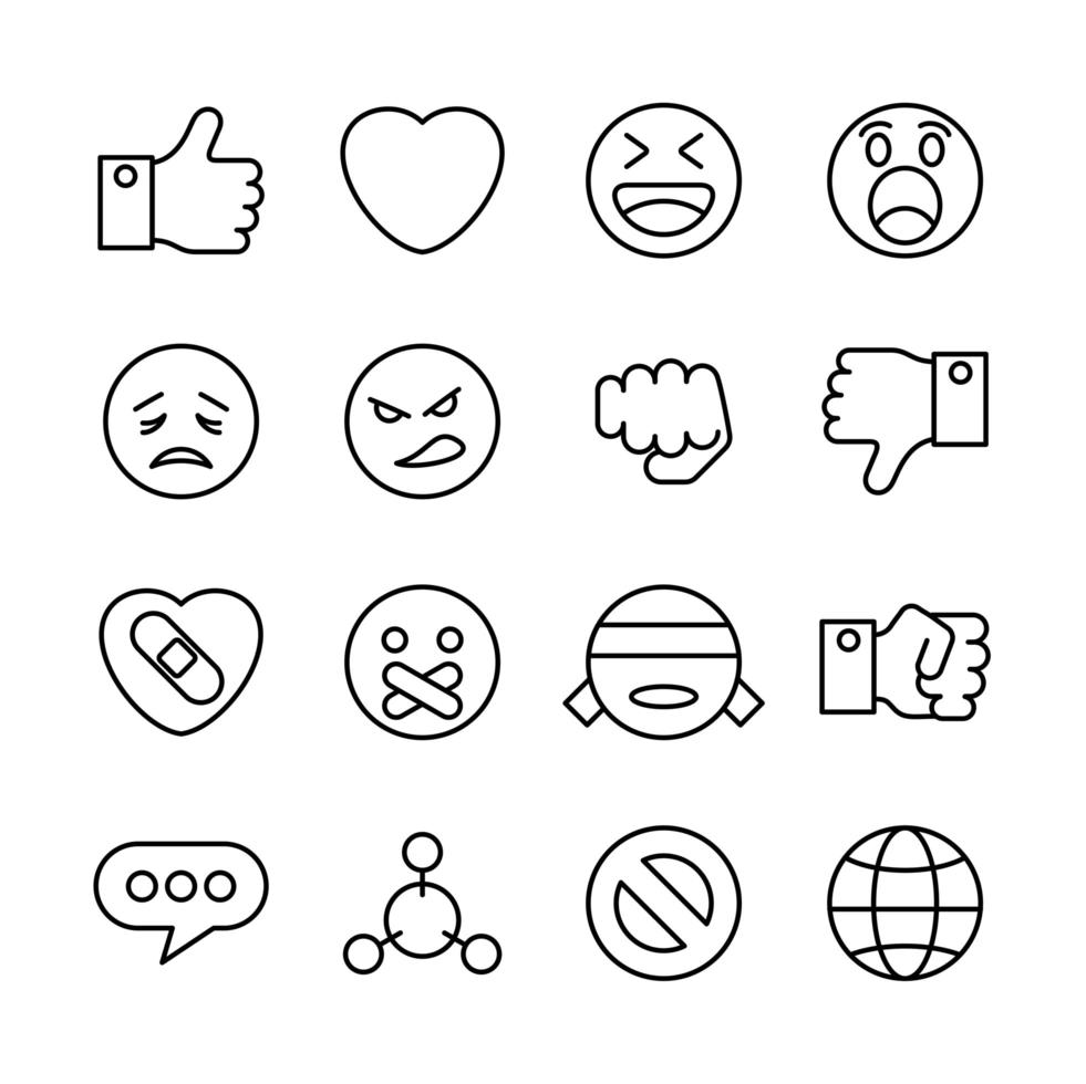 Related Social Media Interaction Line Icon Set vector