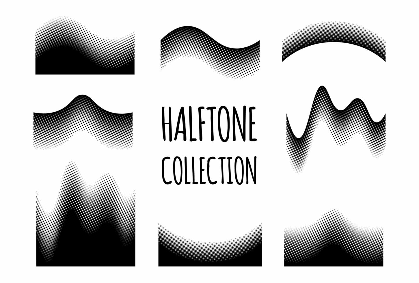 Wave halftone pattern set vector