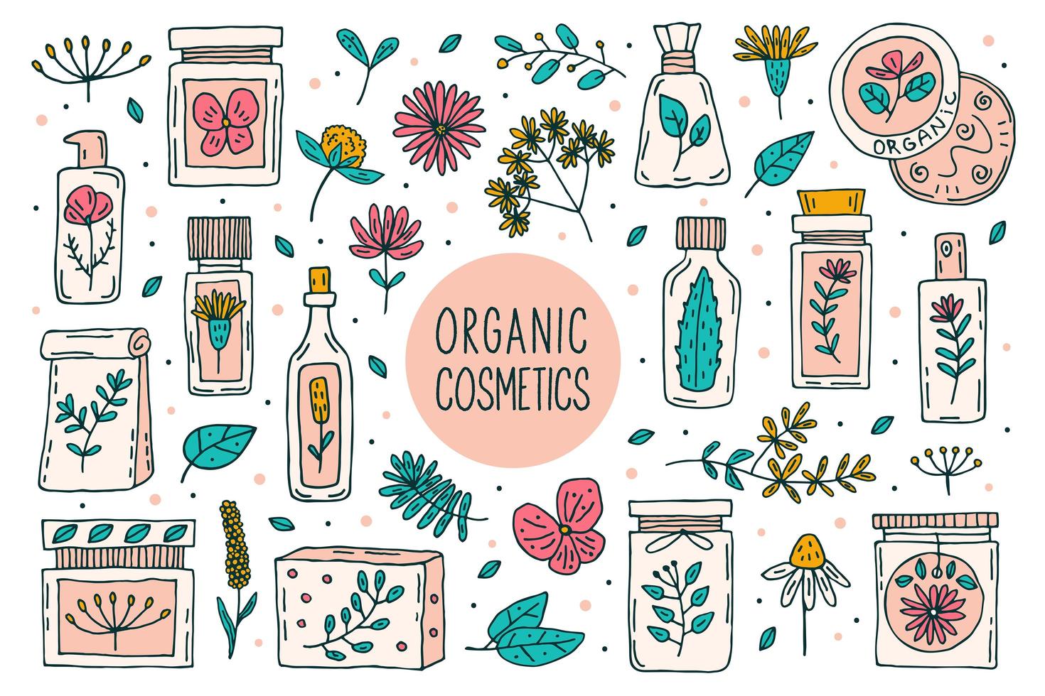 Natural organic cosmetics set vector