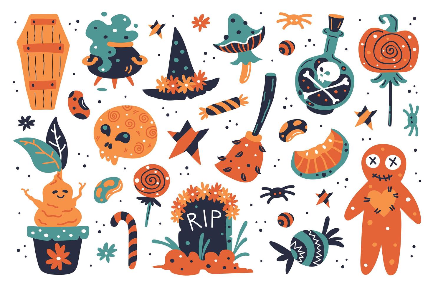 feliz halloween elementos de diseño vector