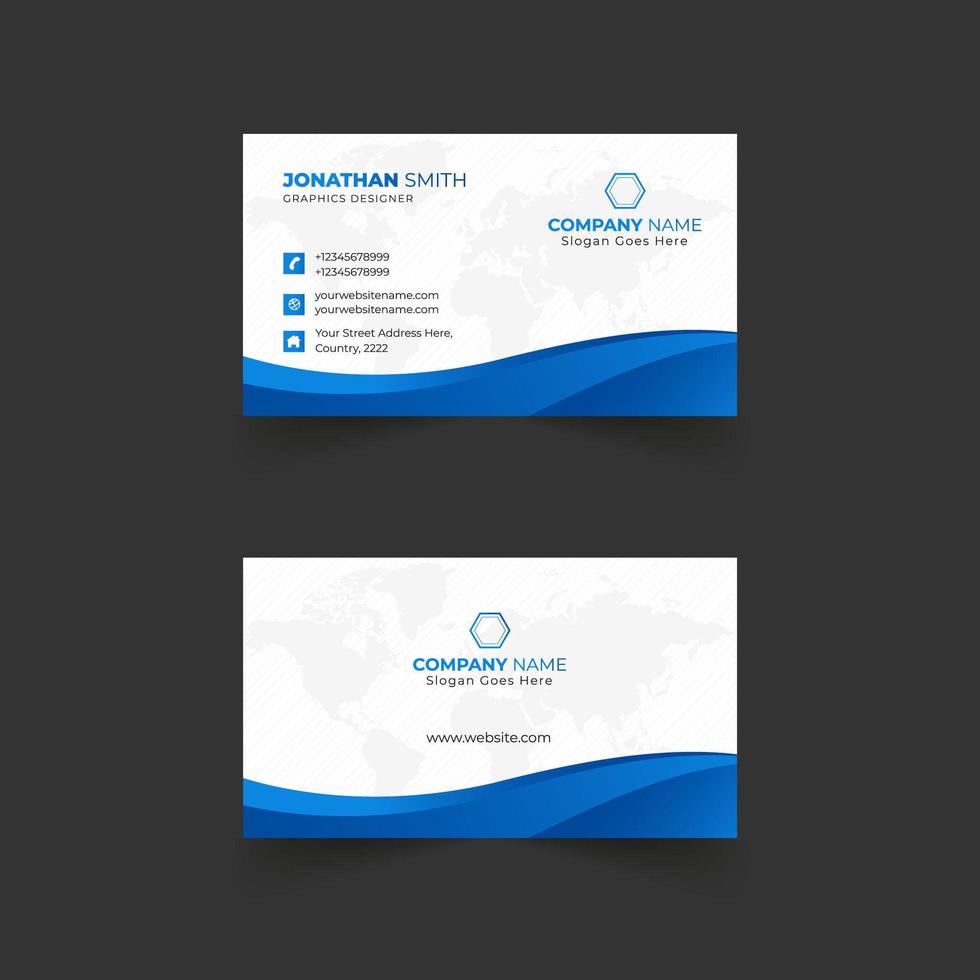 Company business card with blue curve border vector