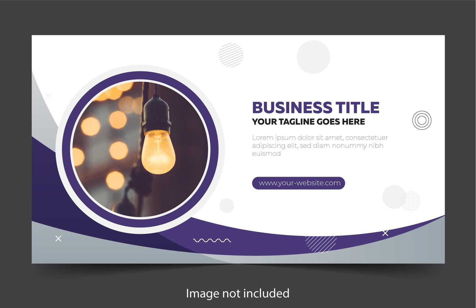 Purple and white business banner with curves and circles vector