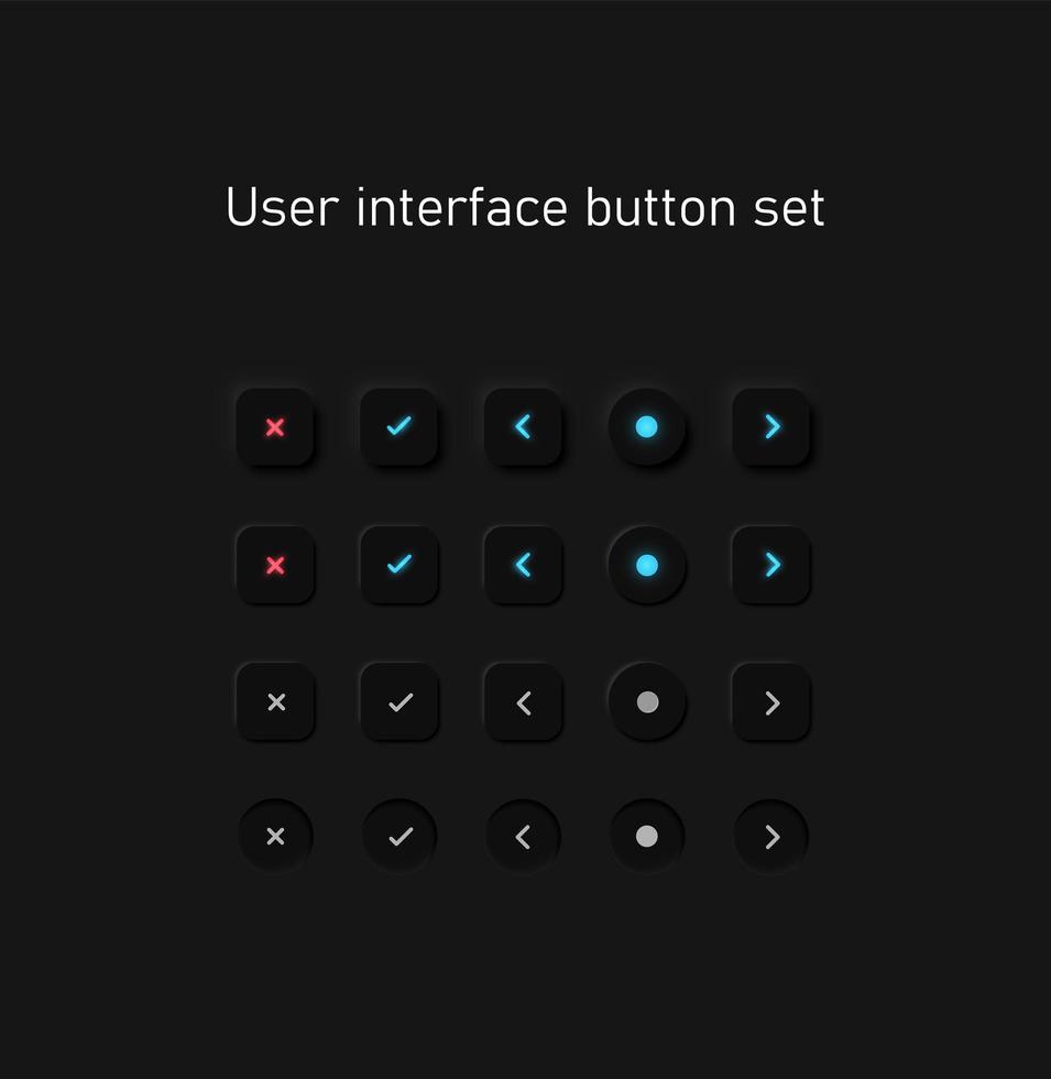 Black user interface button set  vector