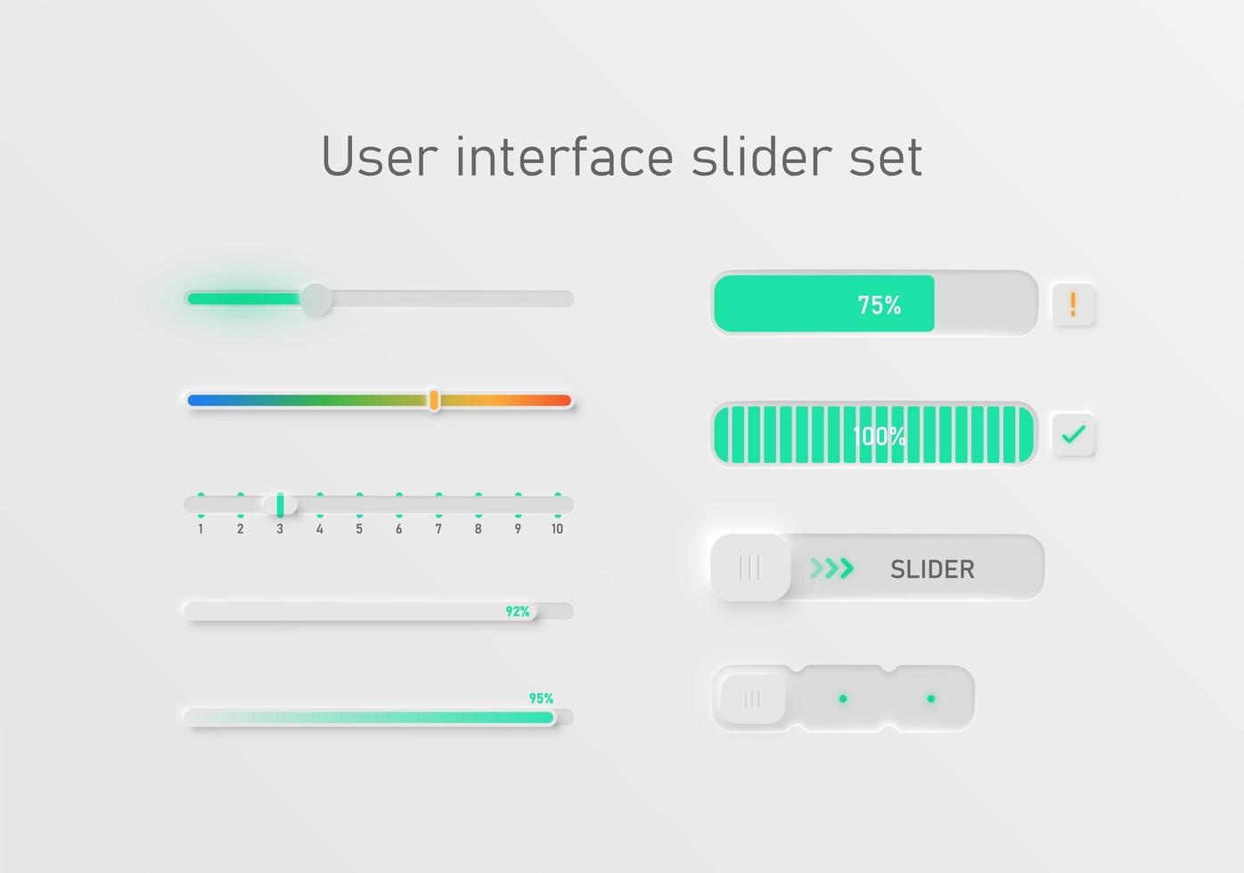 Set of different style user interface sliders vector