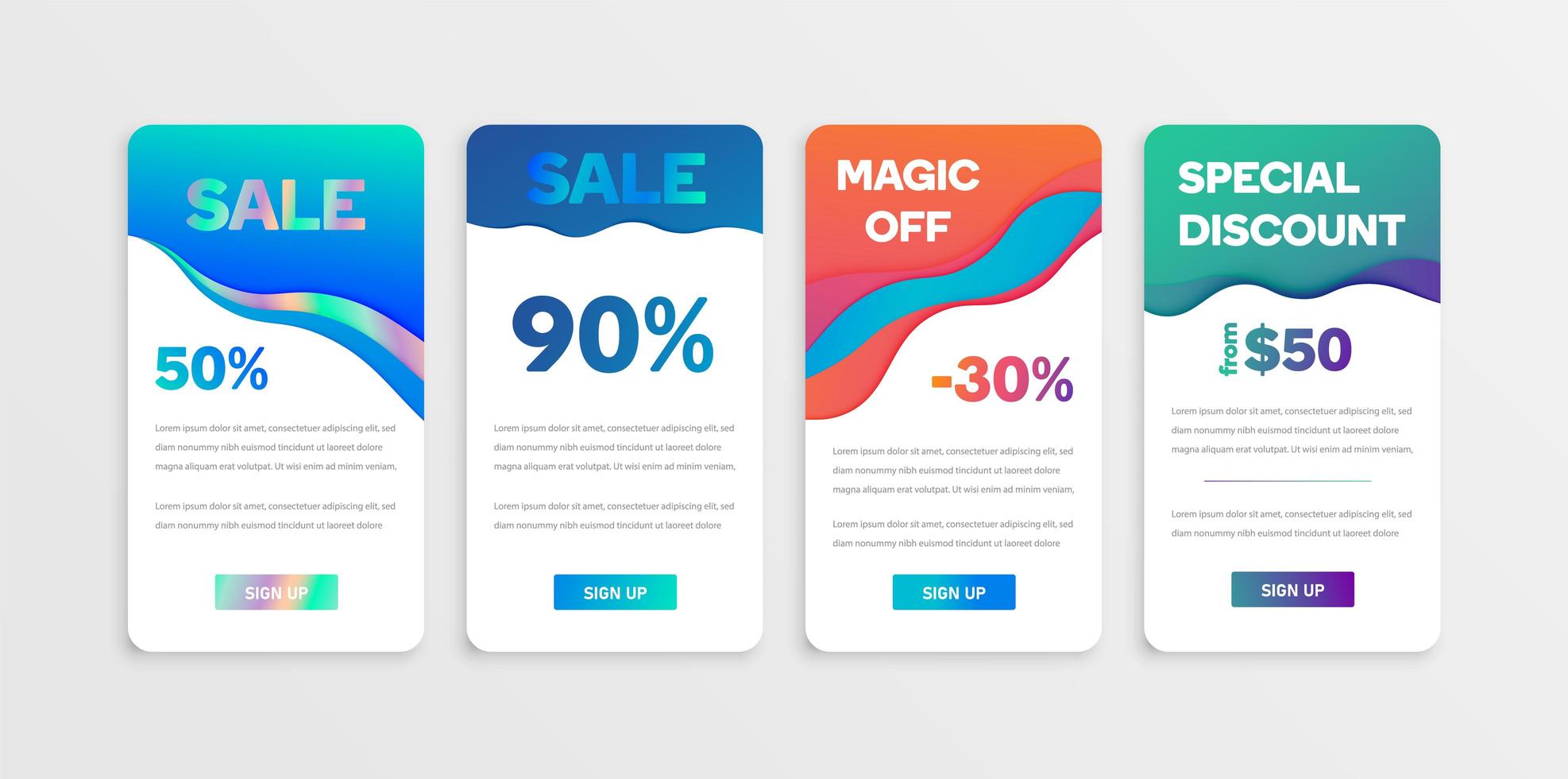 Colorful iridescent flyer set vector