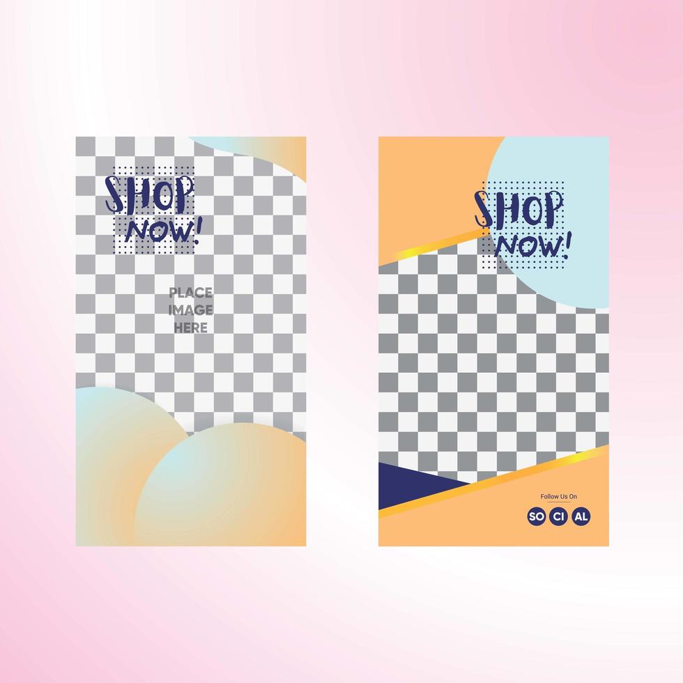 Shop now social media story set vector