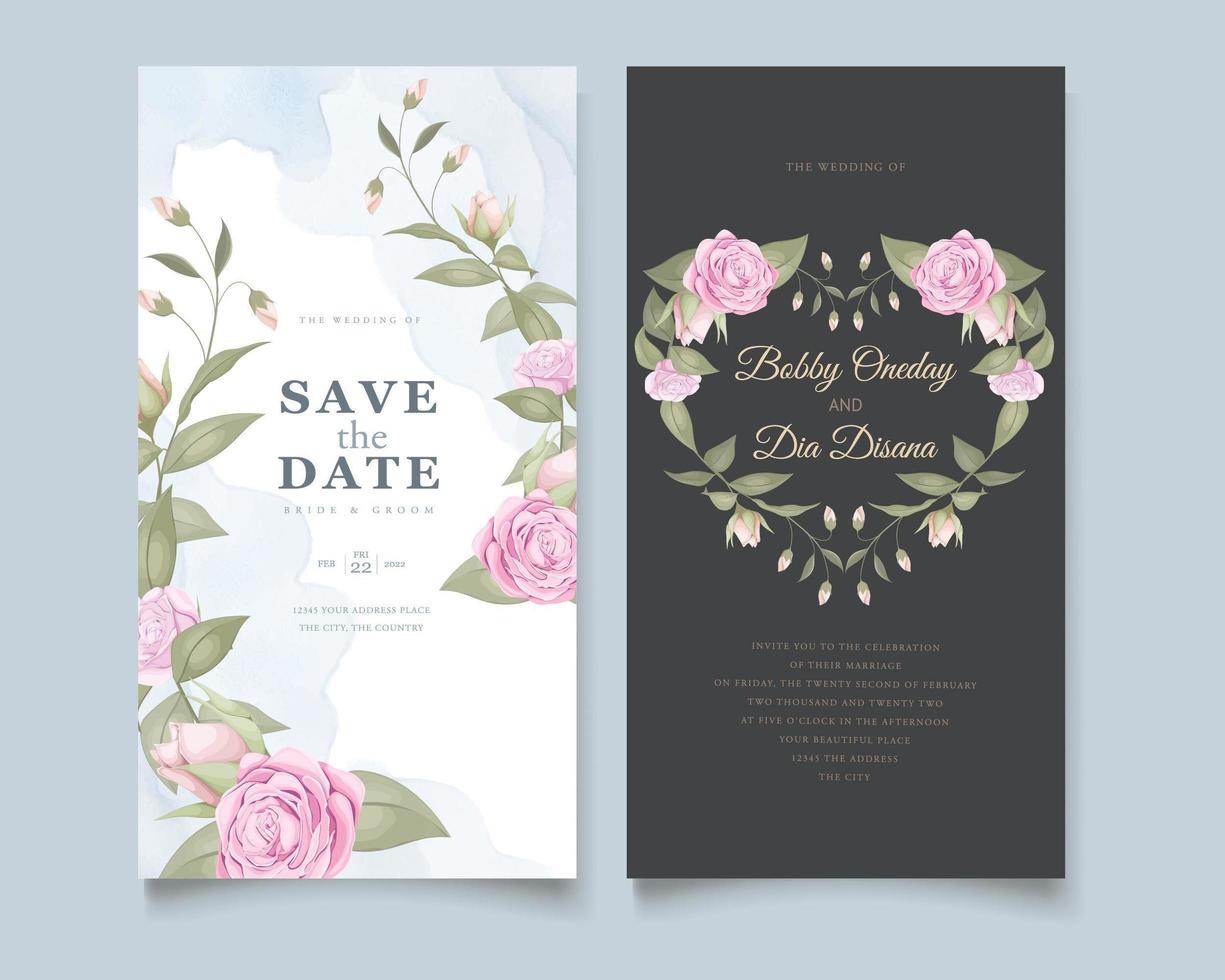 Heart rose wedding save the date vector
