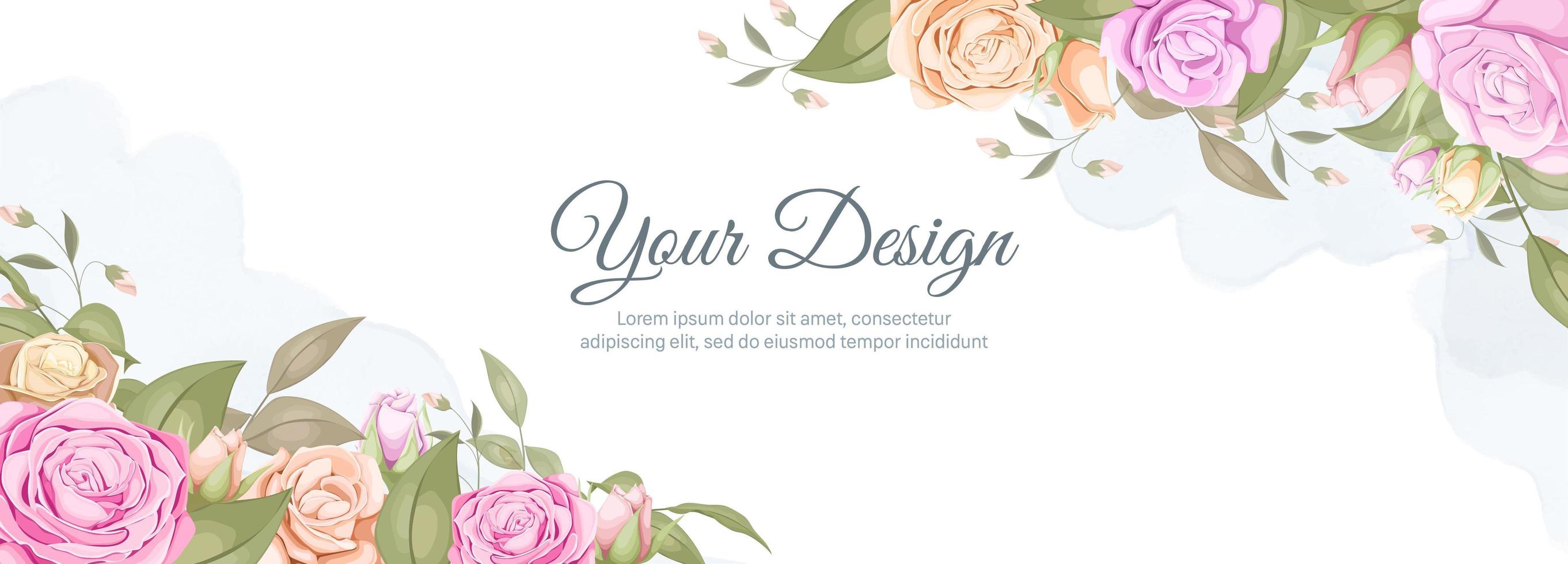 Watercolor rose wedding banner vector