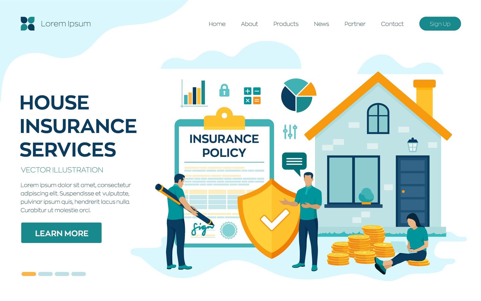 House insurance landing page vector