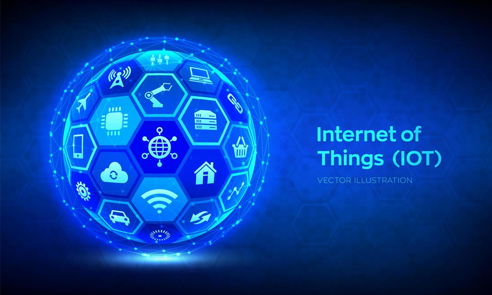Glowing blue globe internet of things design vector