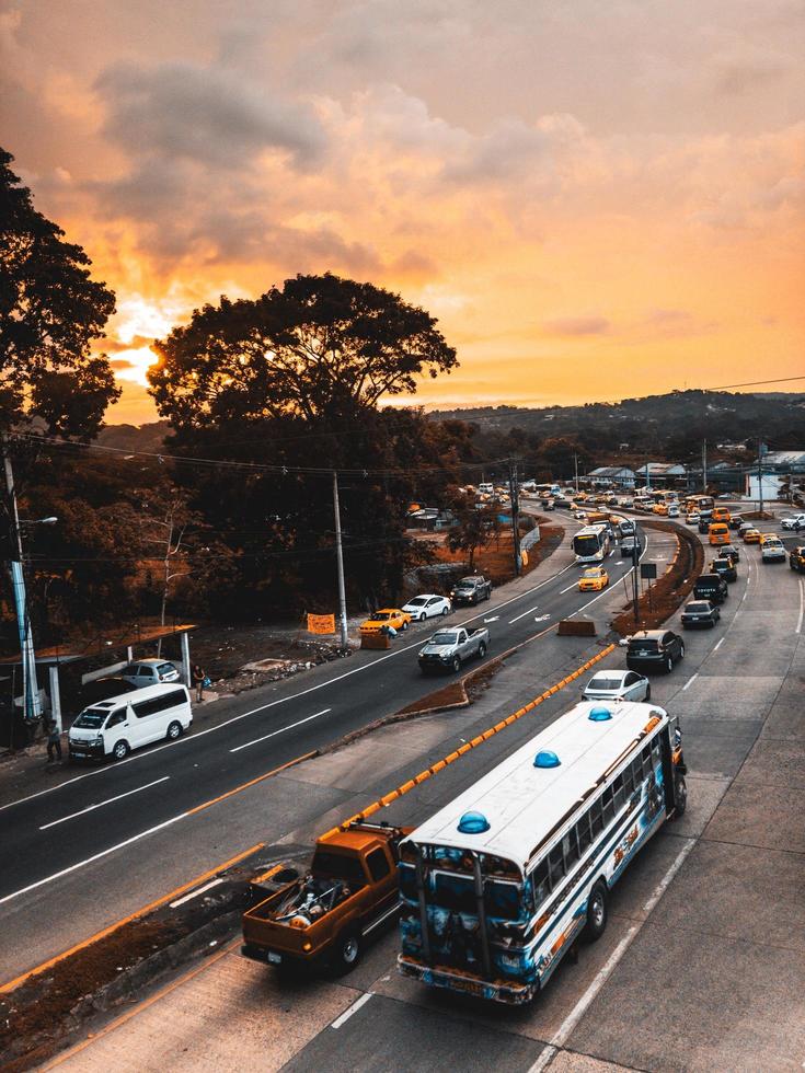 Traffic during dawn photo