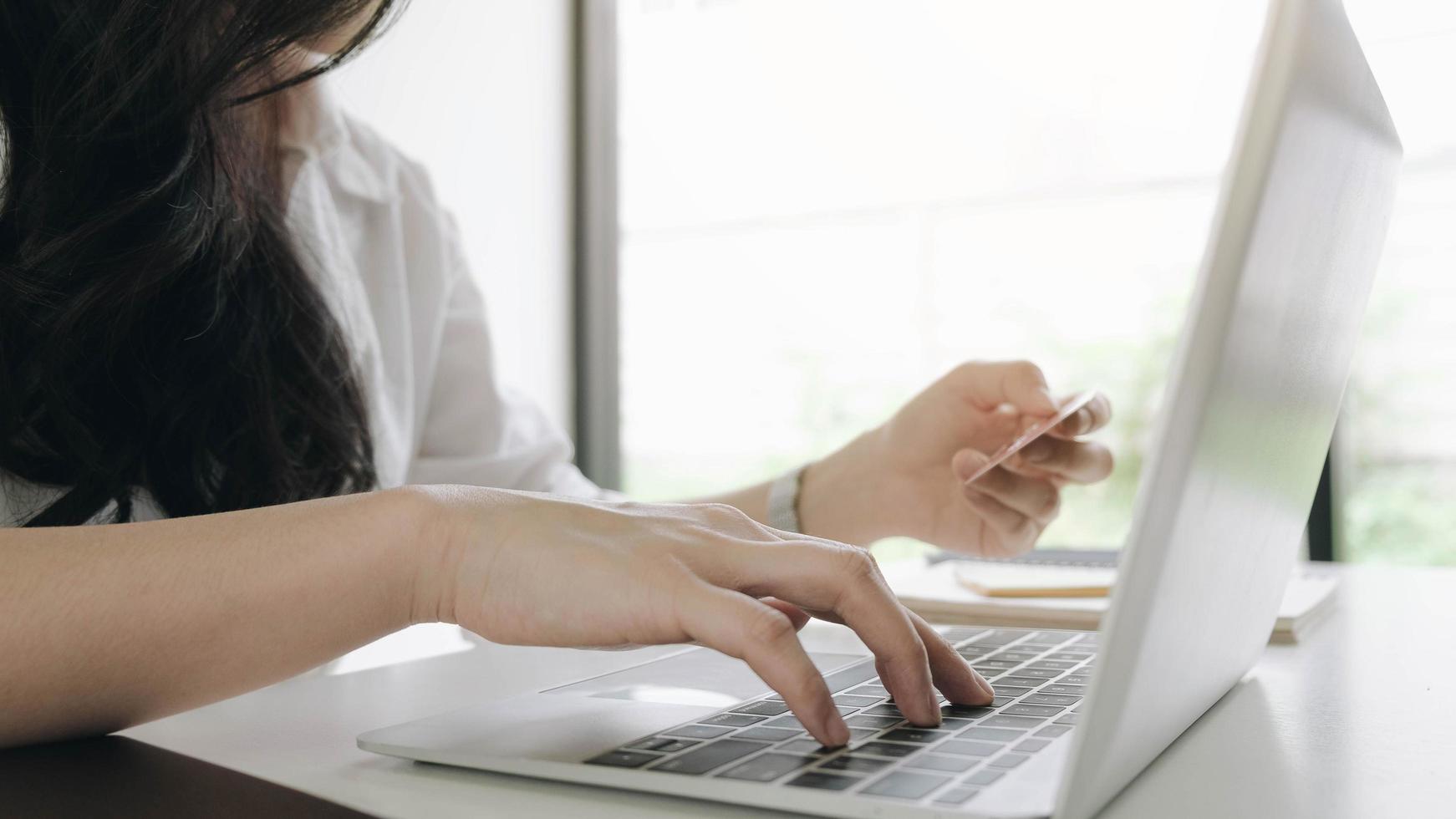 Woman making online order photo