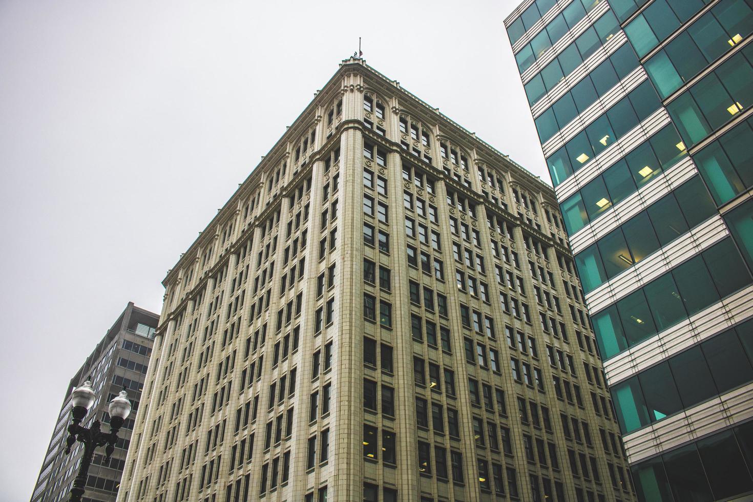 A street angle view of a tall building photo