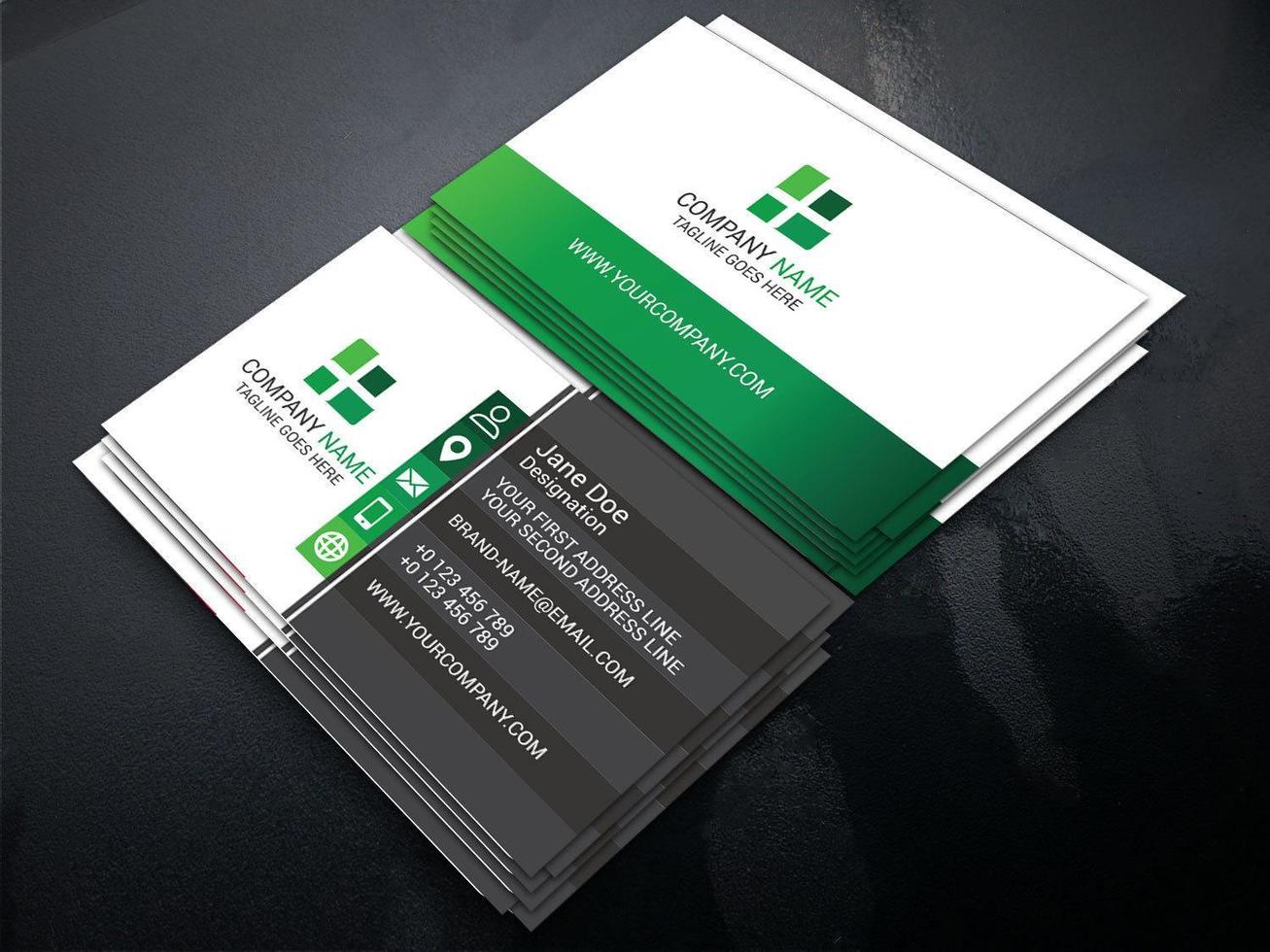 Green Gradient Color Unique Business Card Template vector