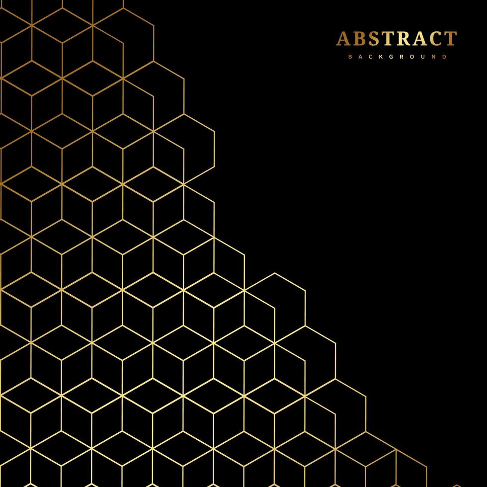 Gold hexagons pattern on black vector