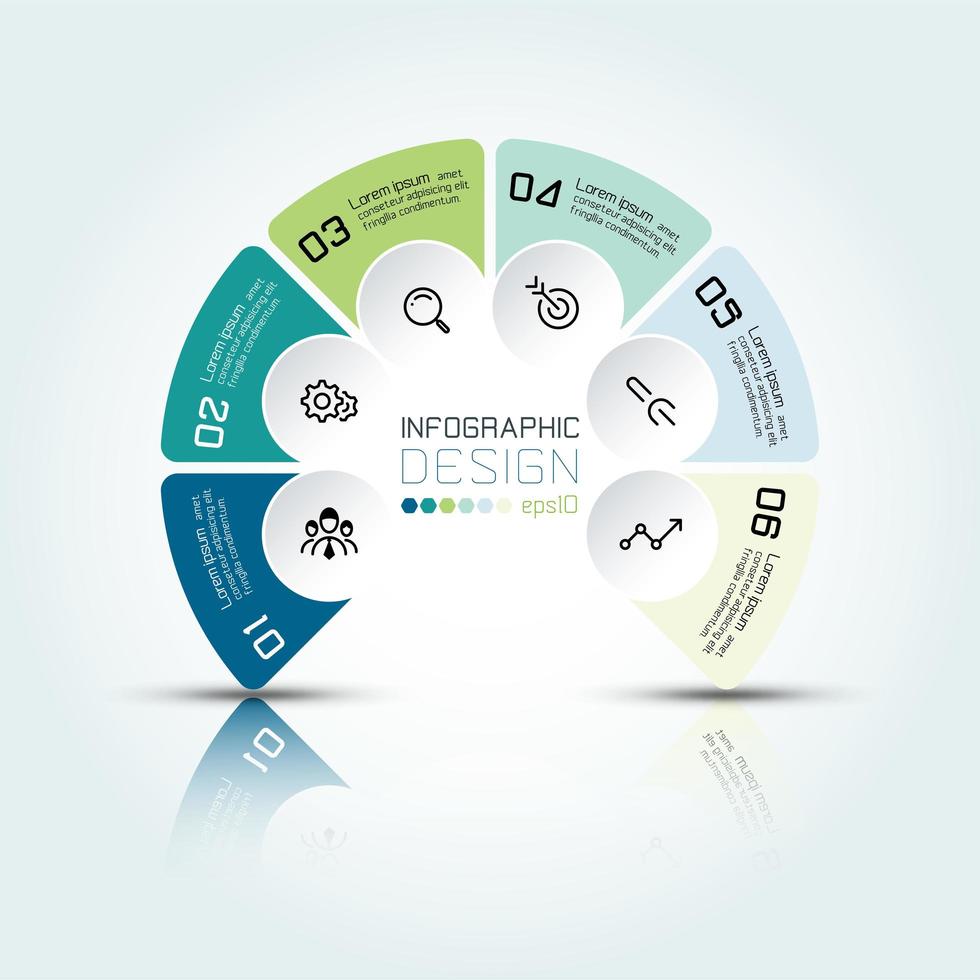 Circle Infographic with 6 Options and Three Dimension vector