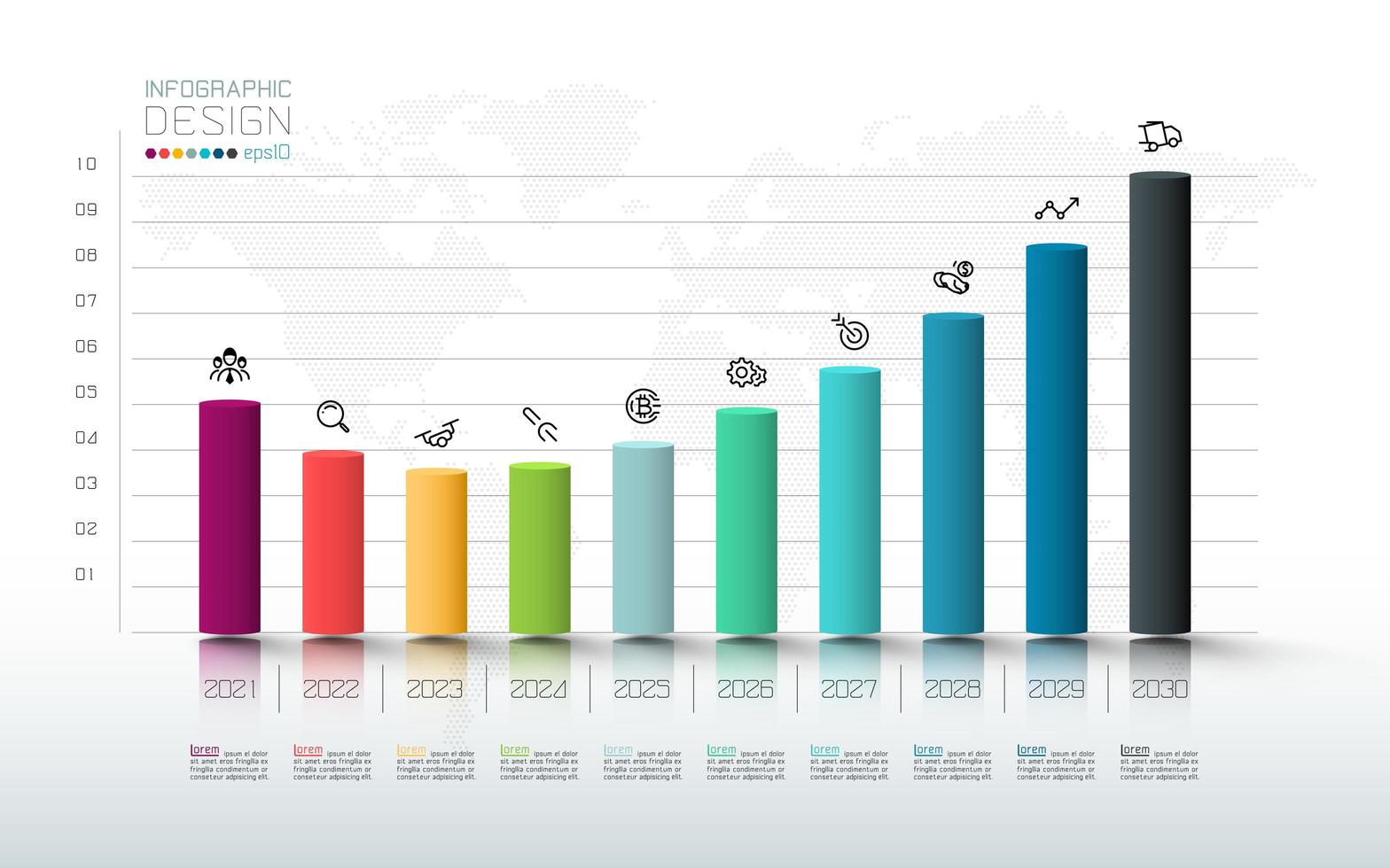 Colorful Bar Infographic Investment Analysis and Marketing vector