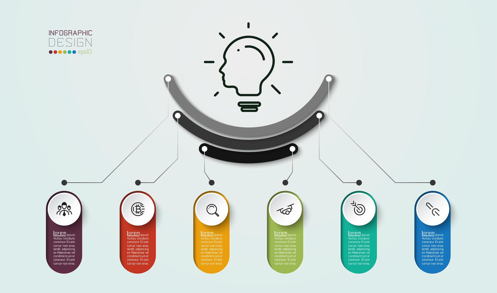 6-Step Diagram for Use with Marketing Planning vector