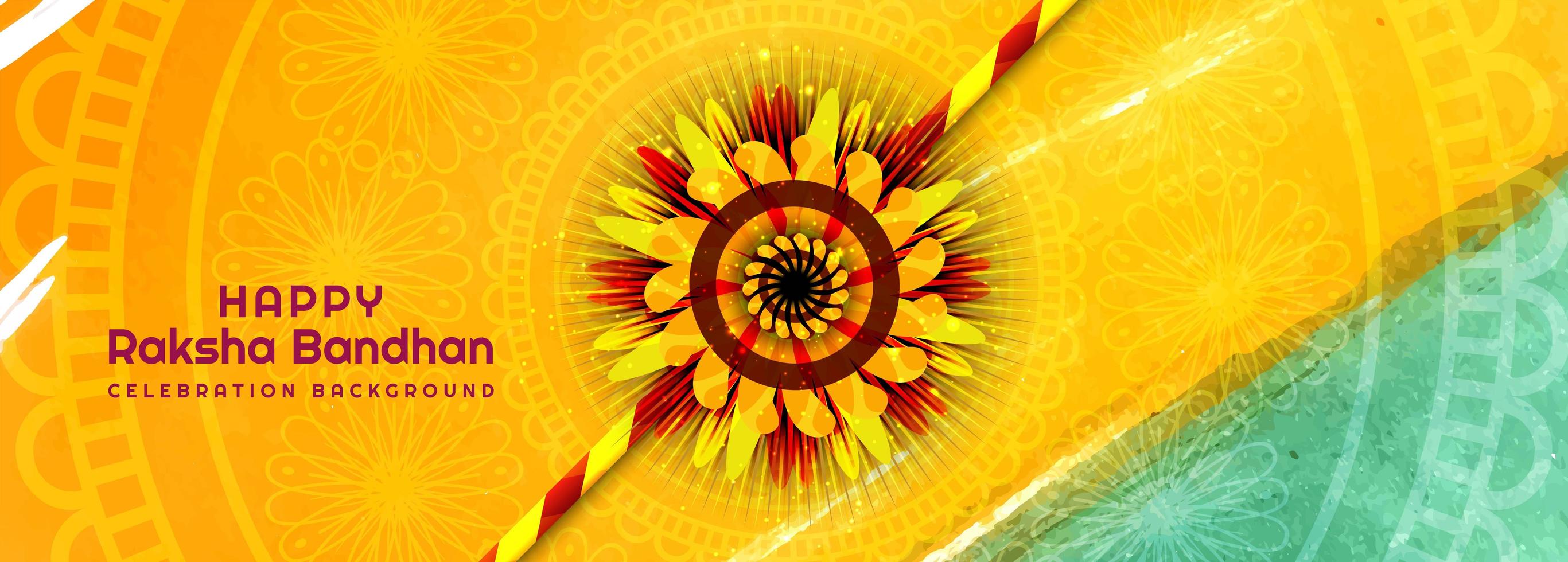 Decorated Rakhi for Raksha Bandhan Watercolor Banner vector