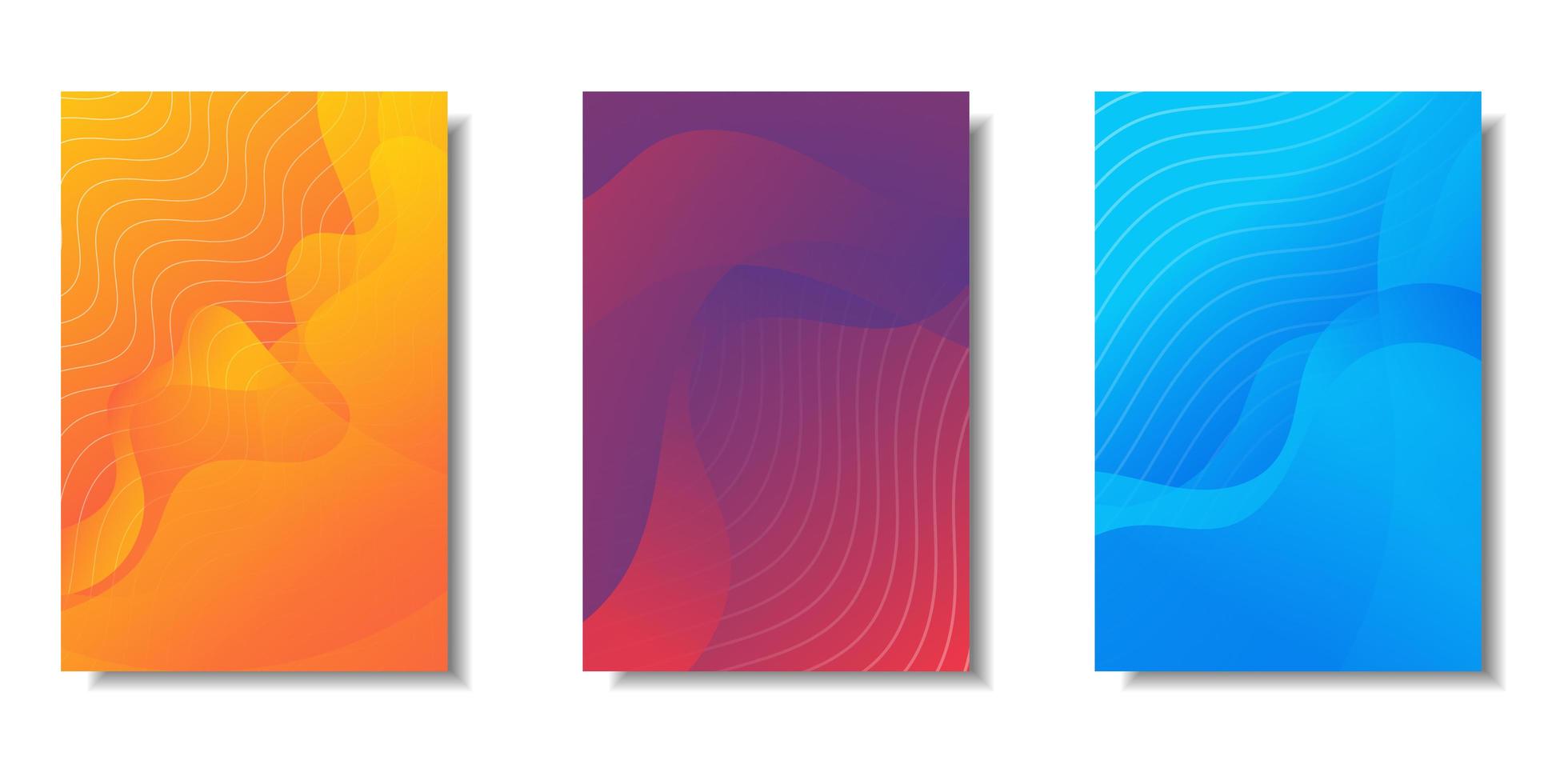 Colorful abstract wave lines card set  vector