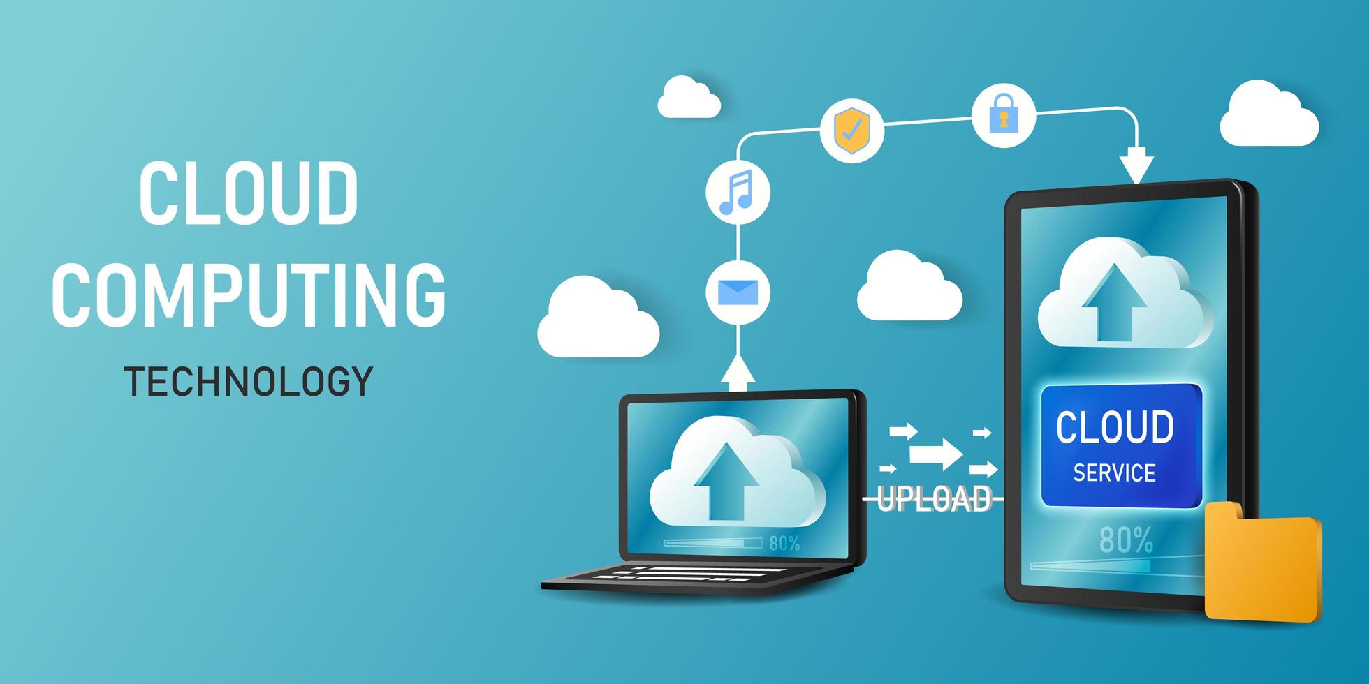 Concept cloud computing technology template  vector