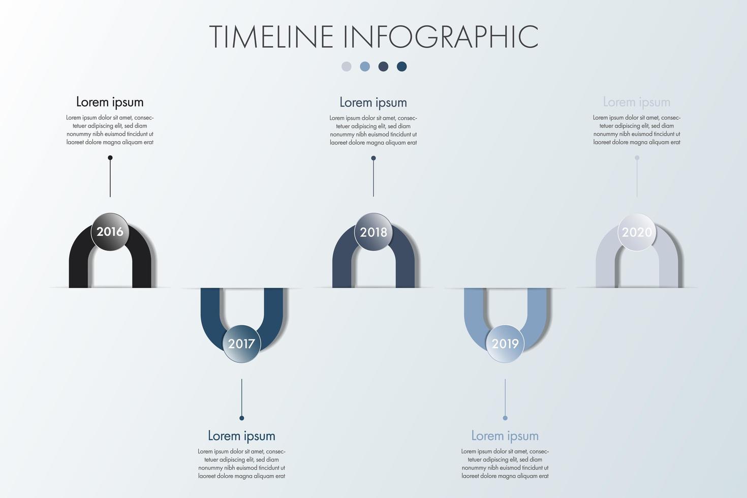 Timeline simple monochrome infographic template vector