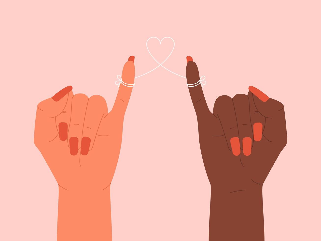 Hands Making Pinky Promise with Thread vector