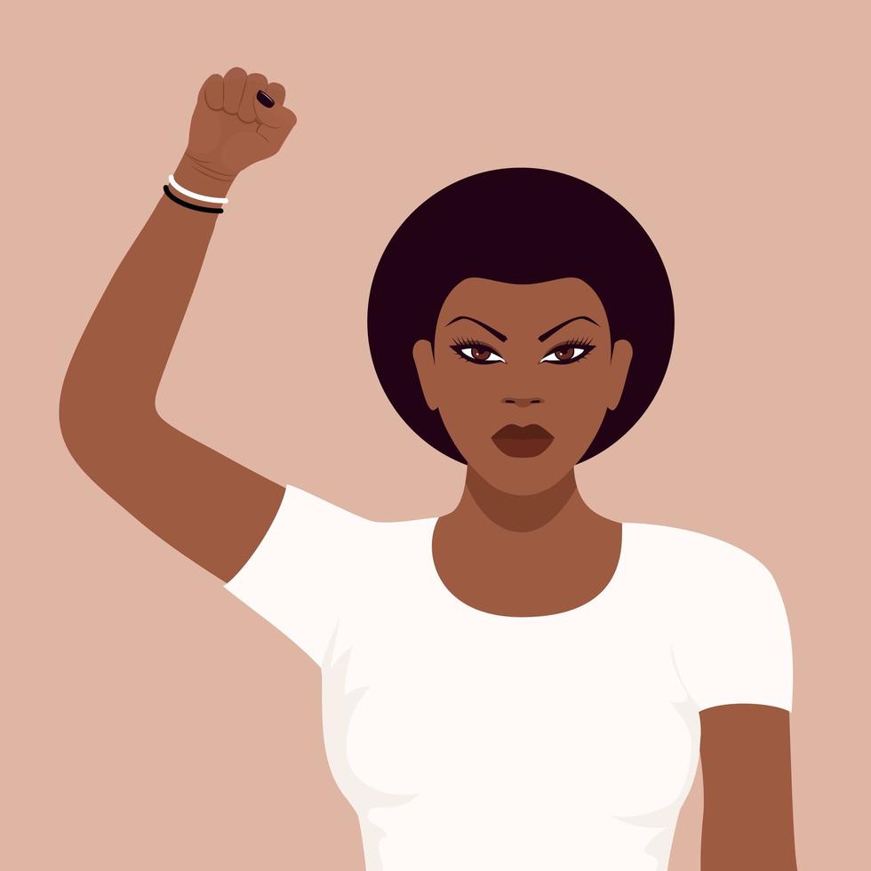 Portrait of a Black Woman Protester vector