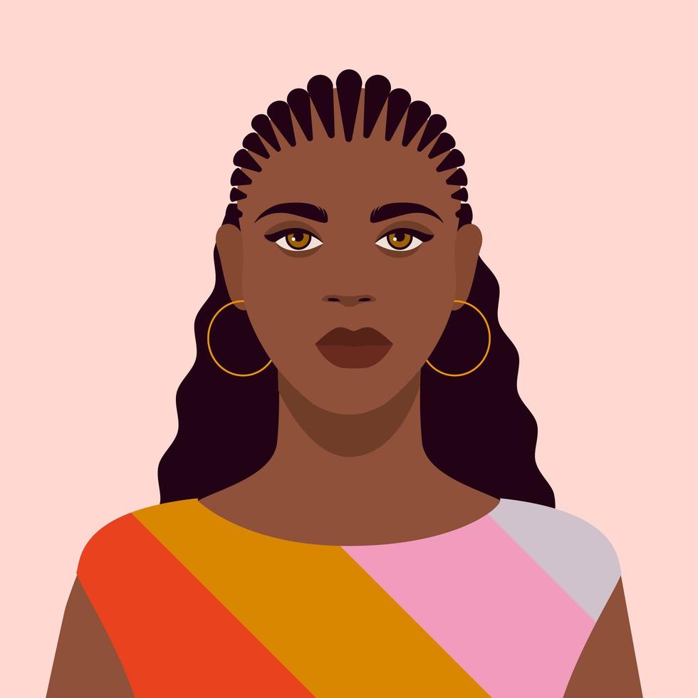 retrato de una joven mujer negra vector