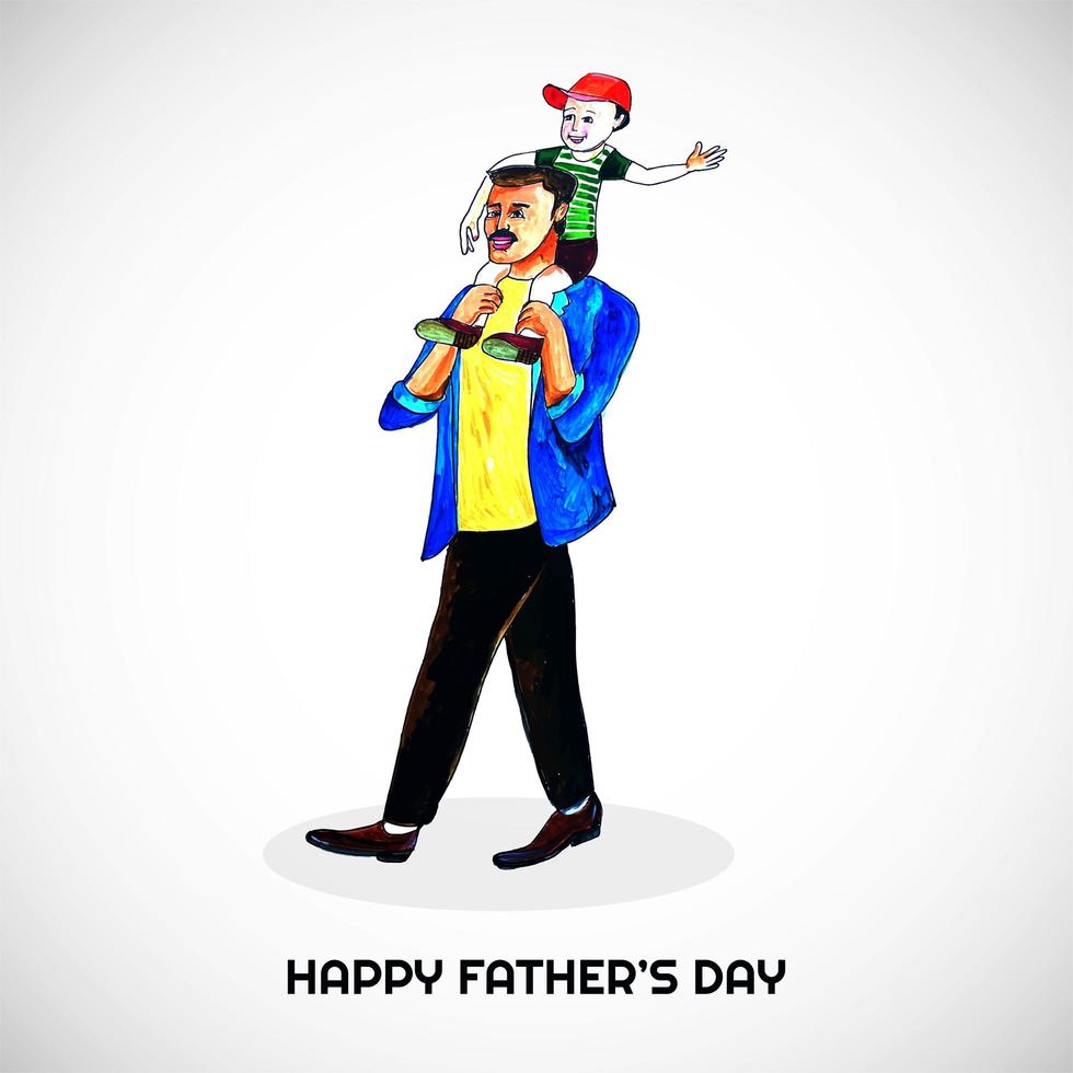 Father's Day Background with Son and Dad Card vector