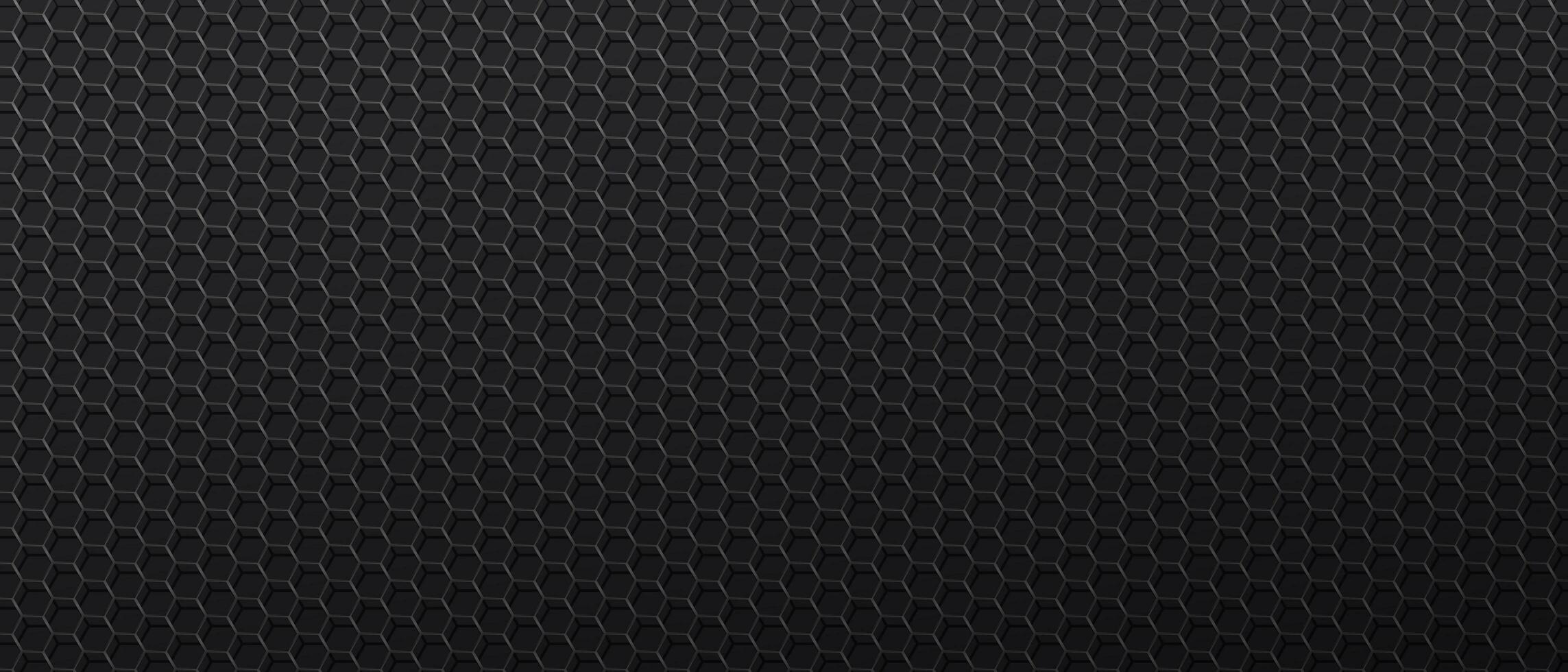 Black background with metal mesh with hexagonal cells vector