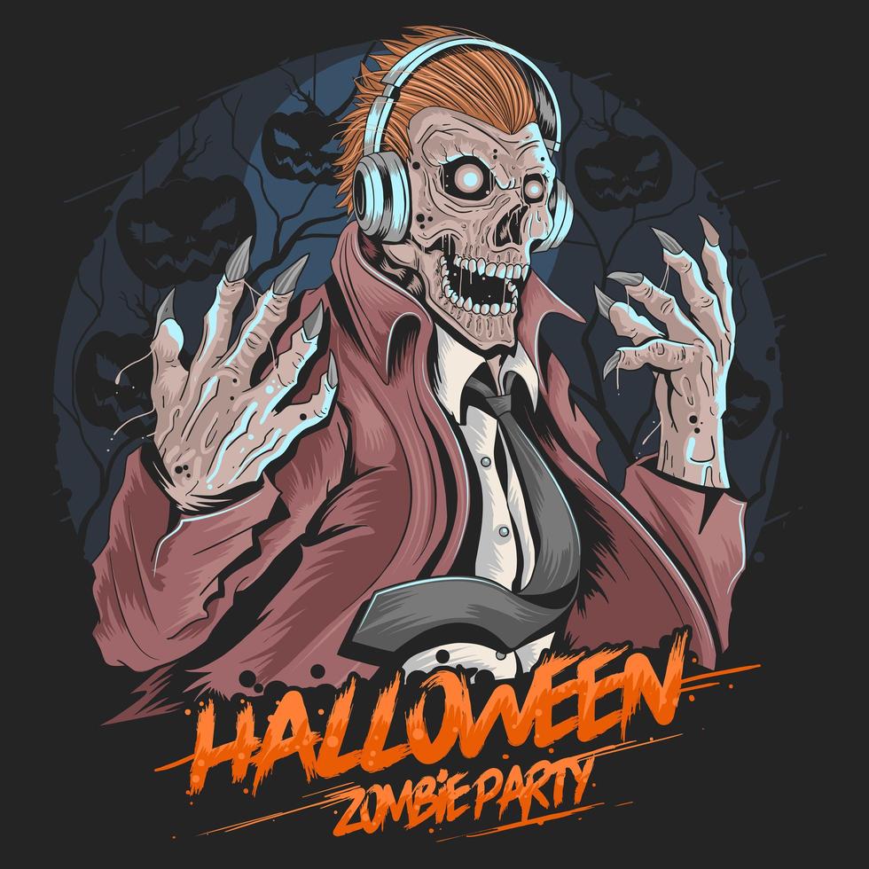 Skull Zombie Music Party  vector