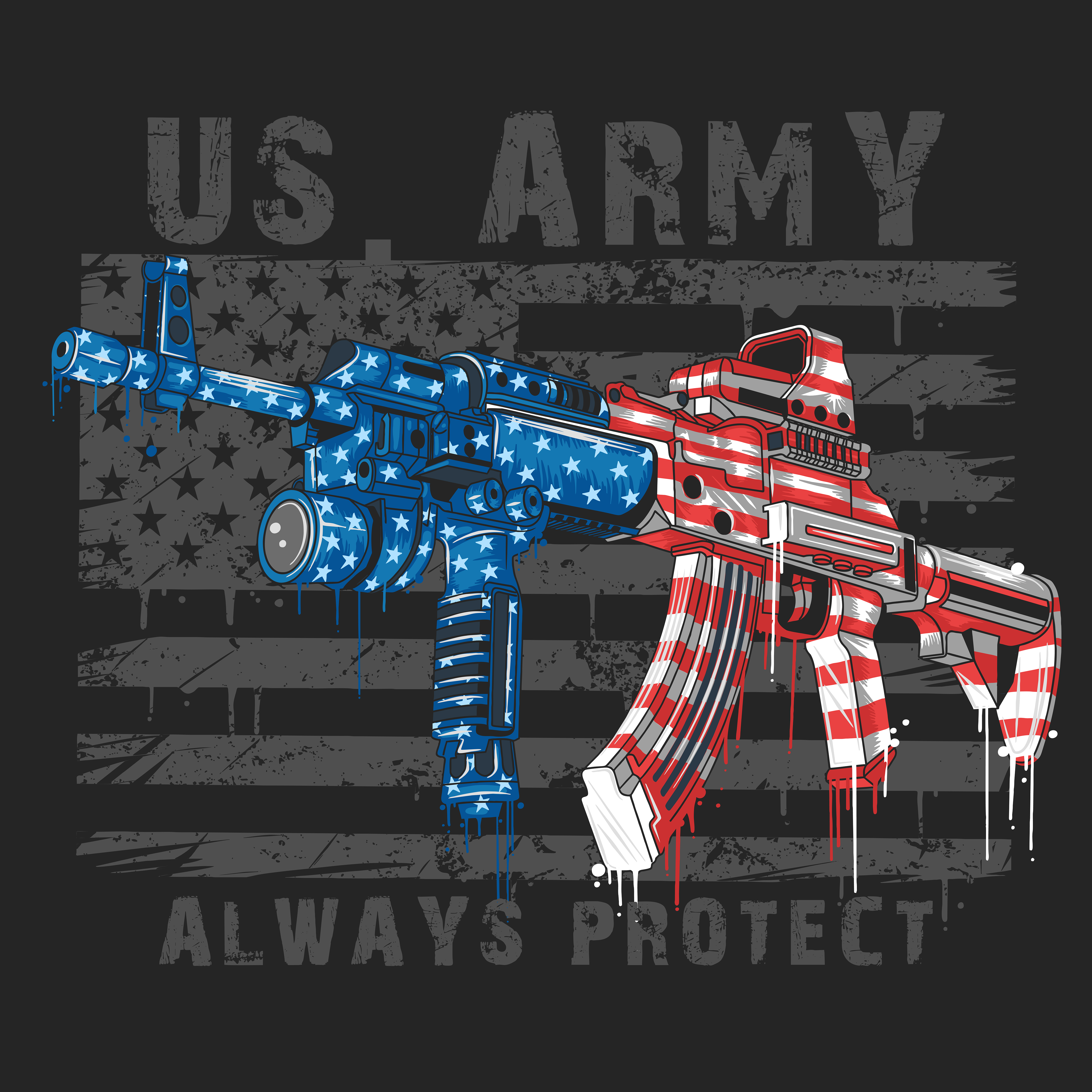 Download AK47 machine guns colored American flags 1225905 Vector ...