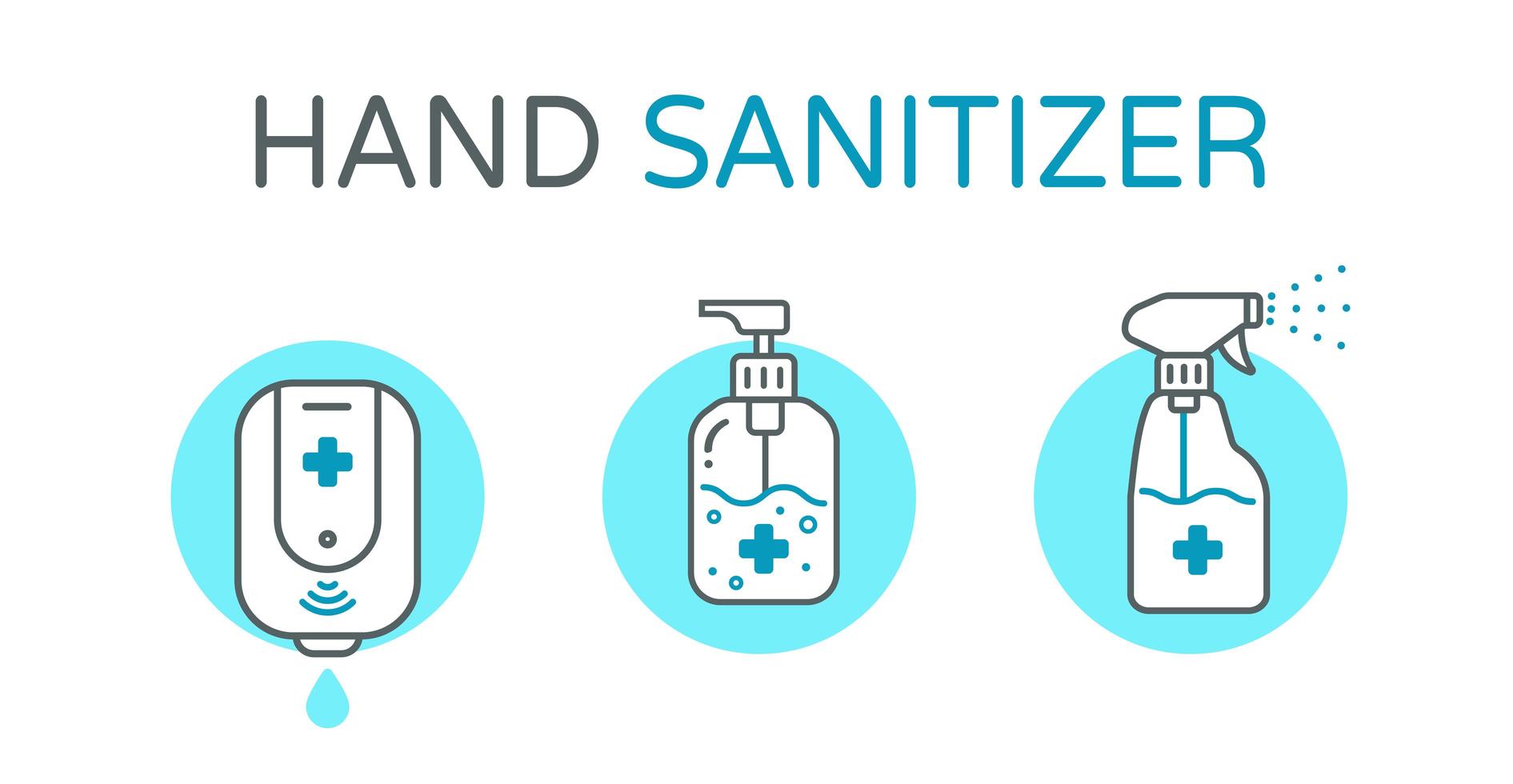 Alcohol Hand Wash Icons vector