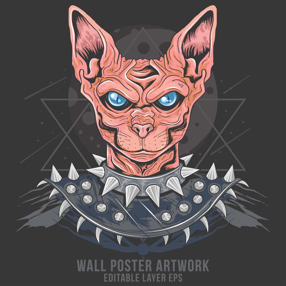 Egyptian cat in iron armor vector