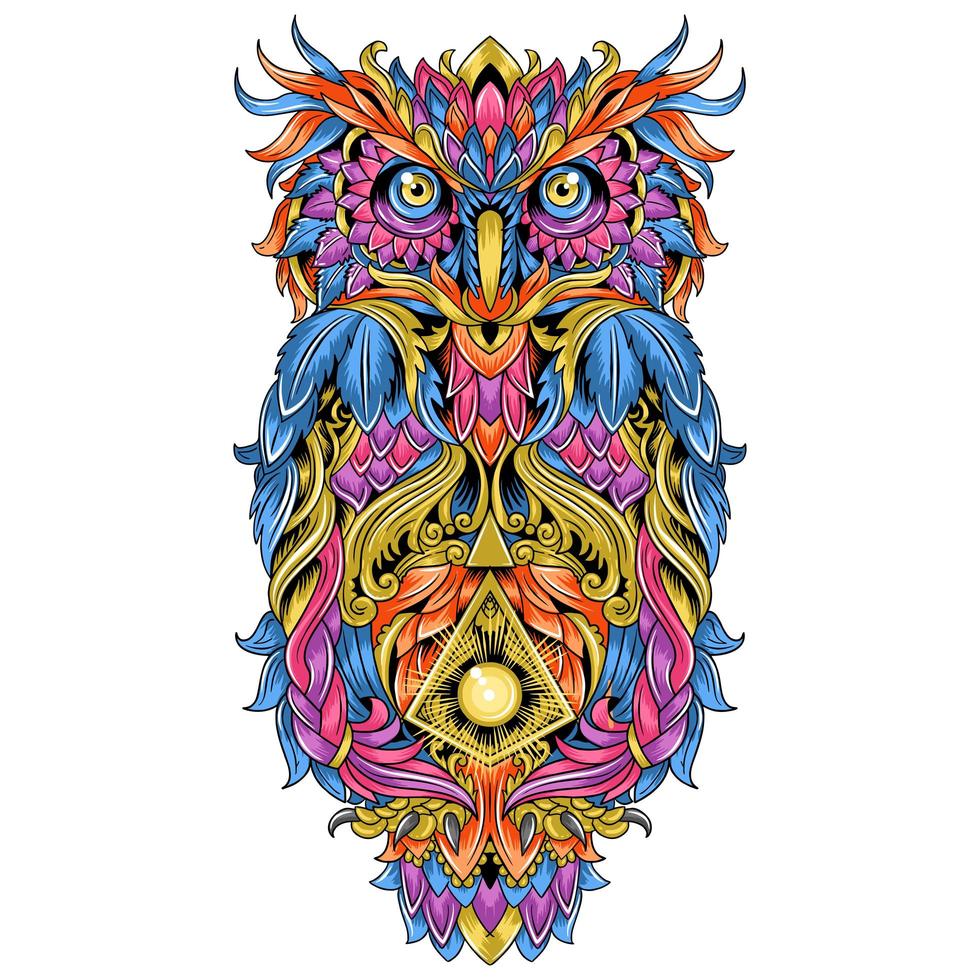 owl ornaments with details vector