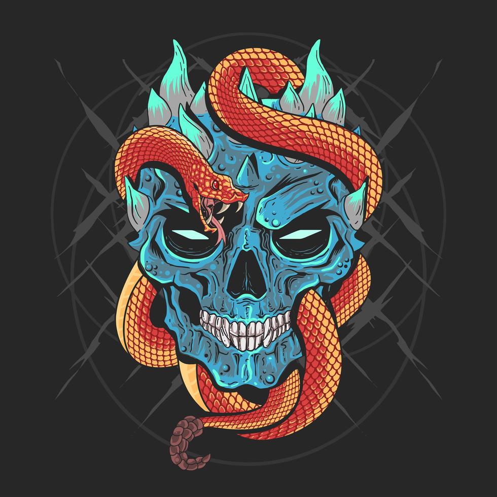 Skull with a snake  vector