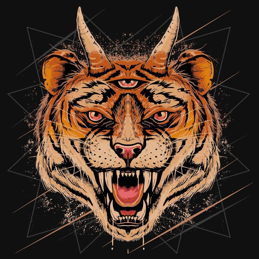 Tiger head grinned  vector