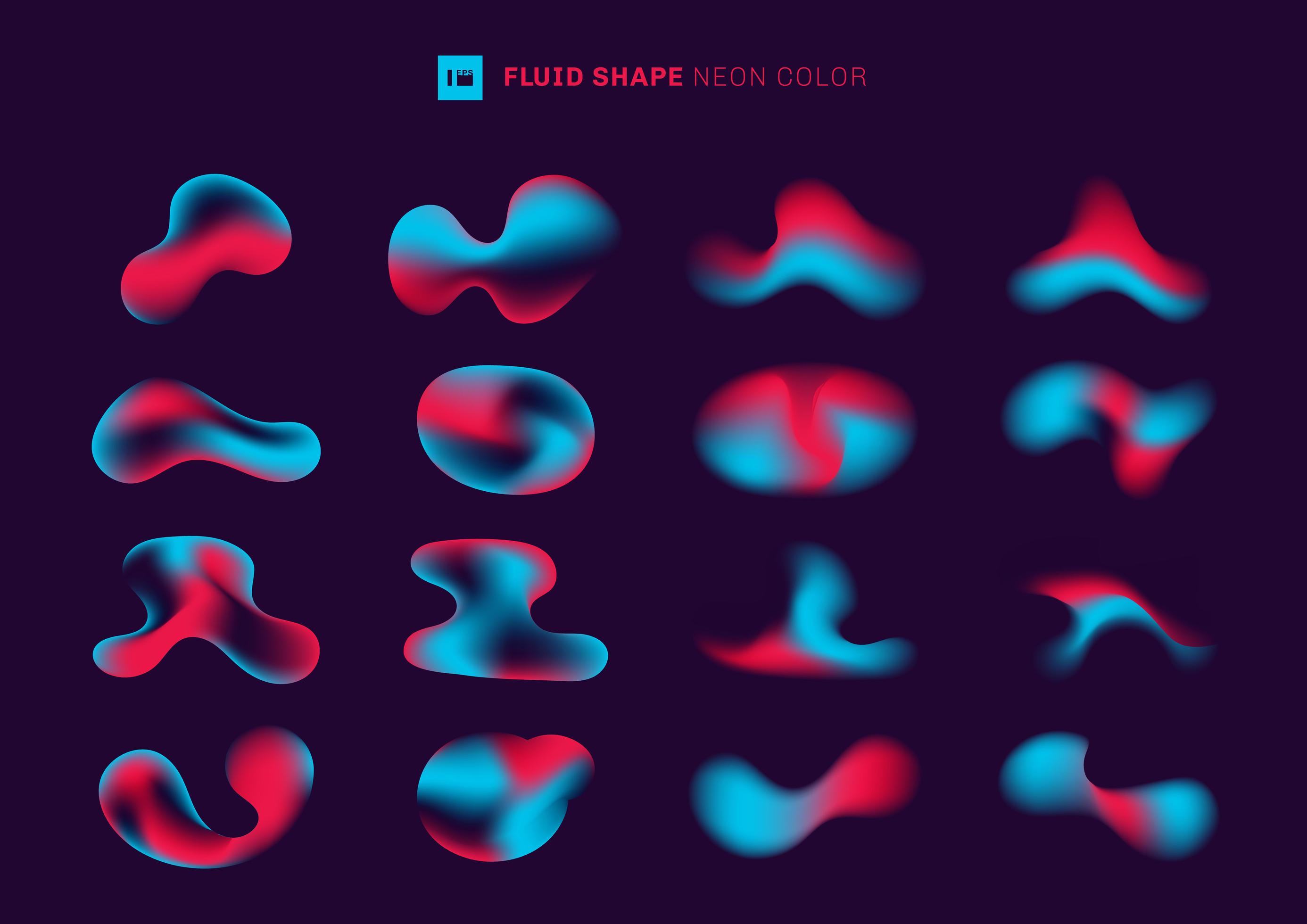 Set of modern abstract gradient fluid shapes vector