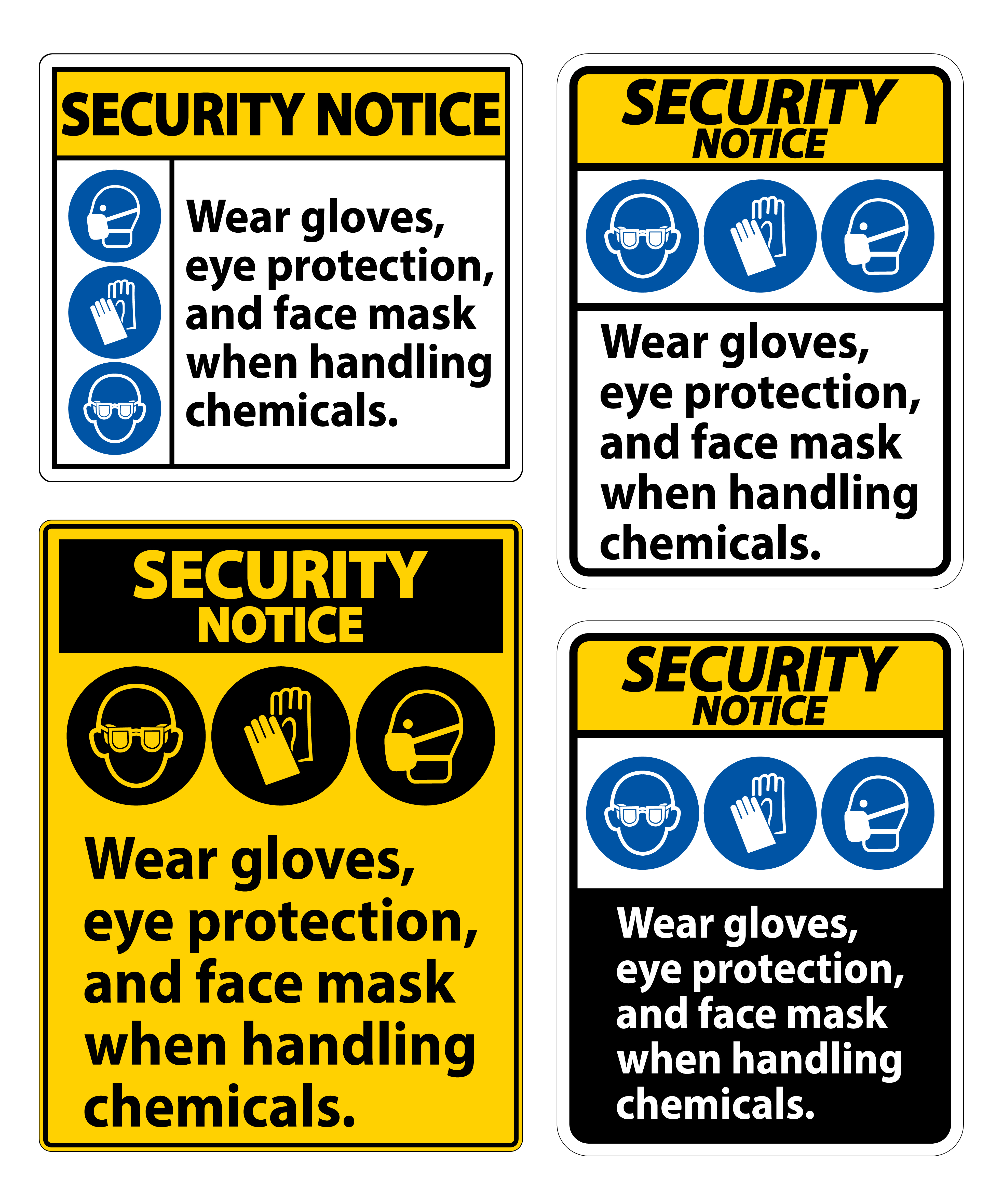 Download Wear Gloves, Eye Protection, And Face Mask Sign. 1225989 - Download Free Vectors, Clipart ...