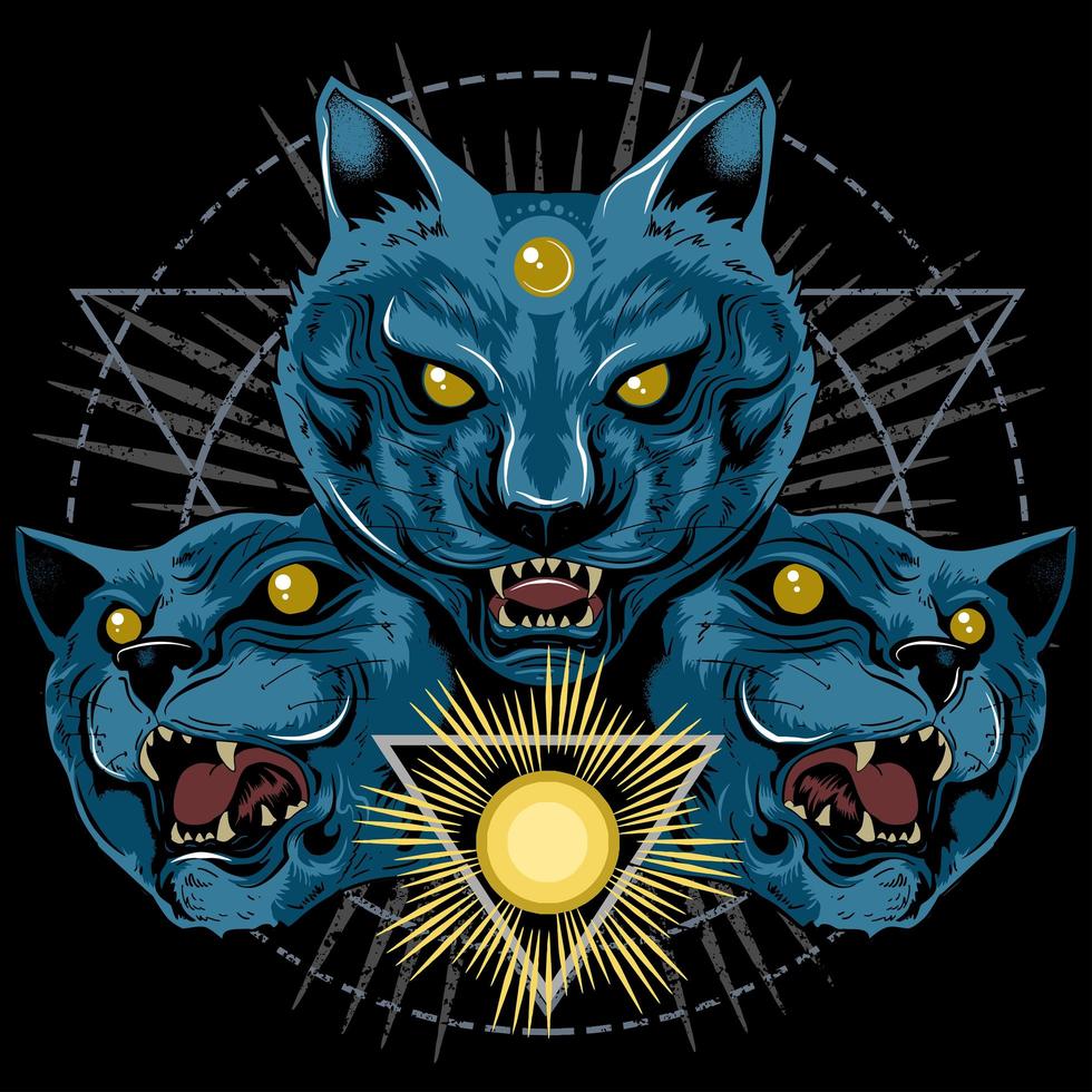 Three head panther  vector