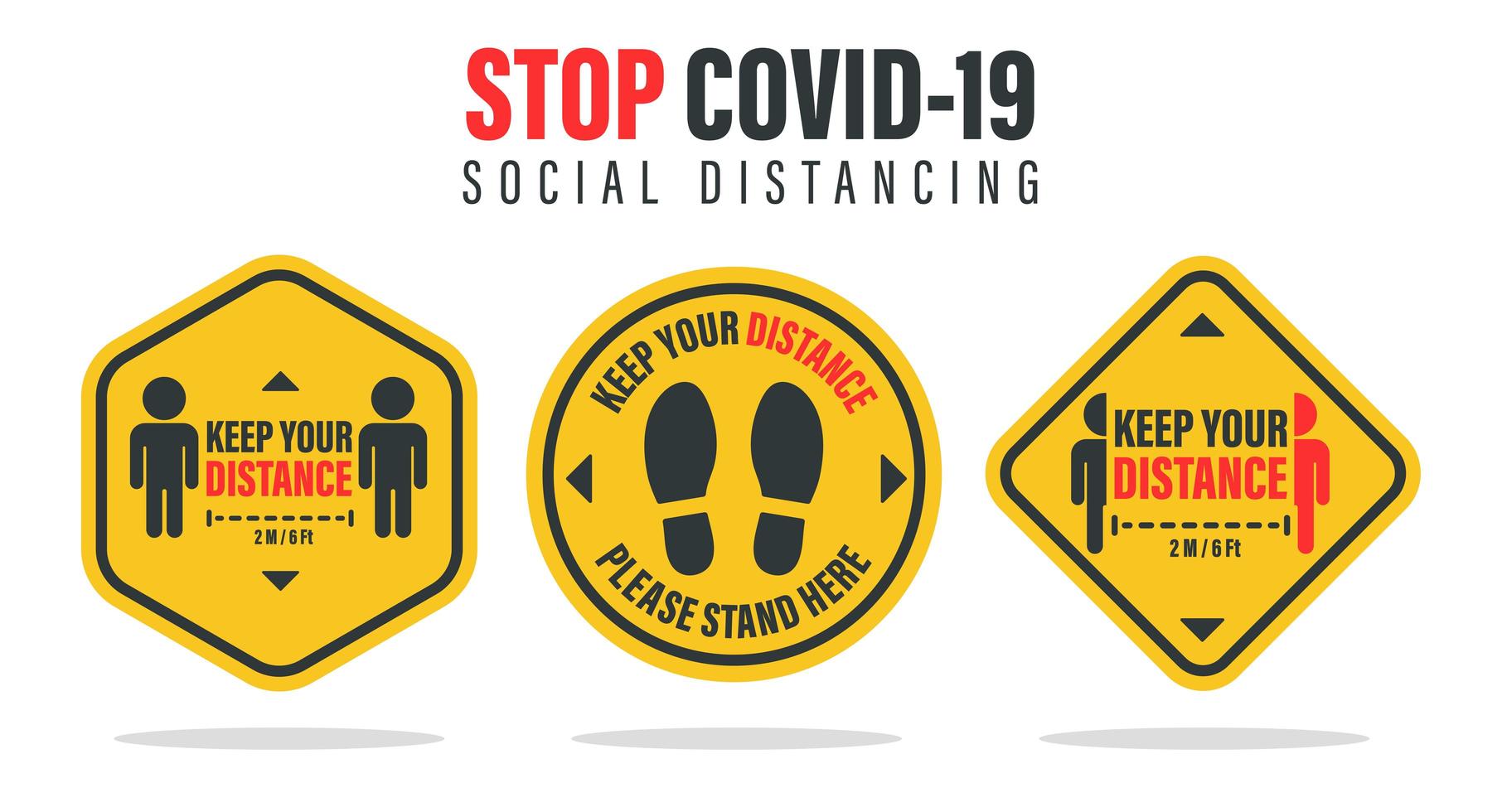 Label the distance from the people around vector