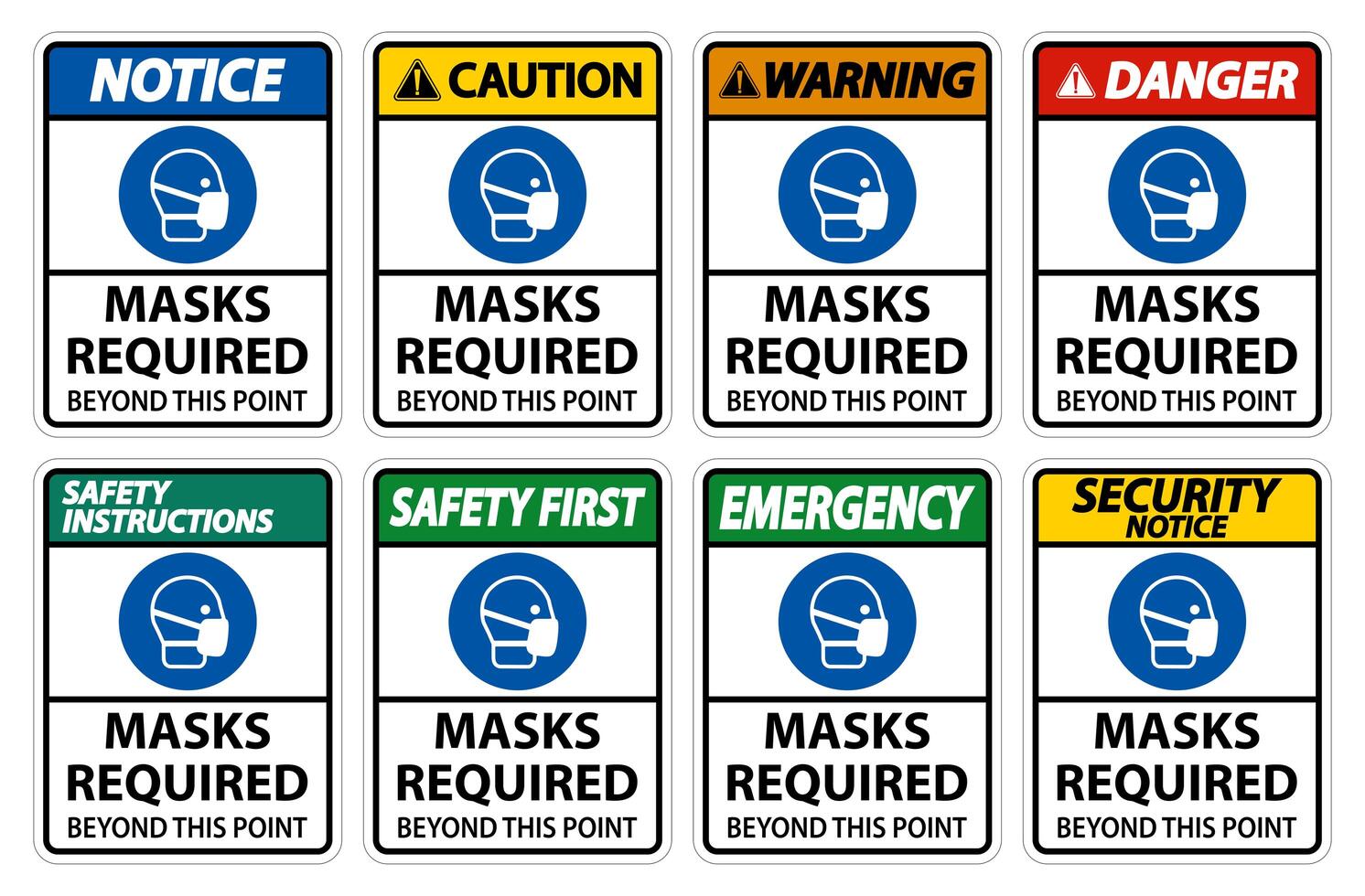 Masks Required Beyond This Point Sign set vector