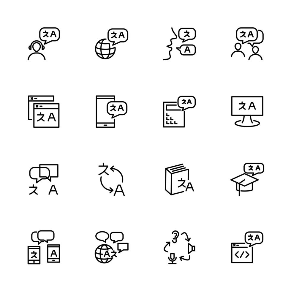 Translate, language or conversation line icon set. vector