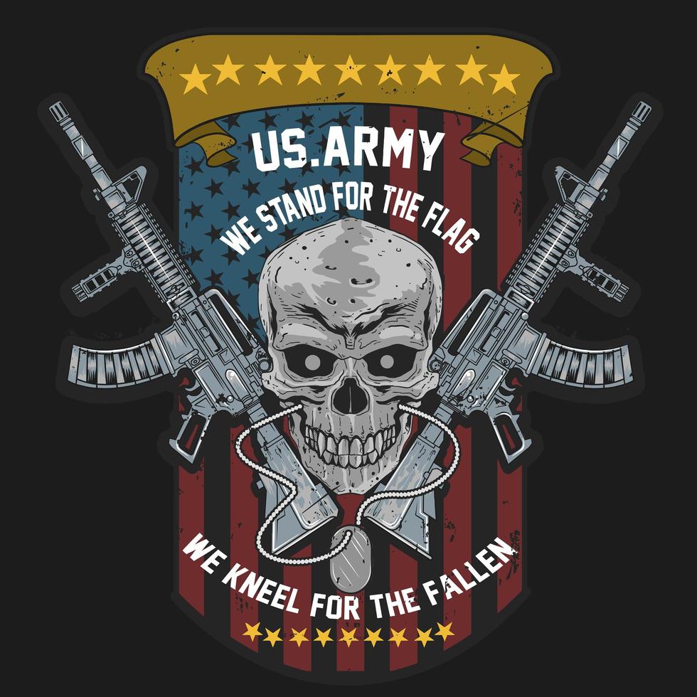 Skull with machine guns vector