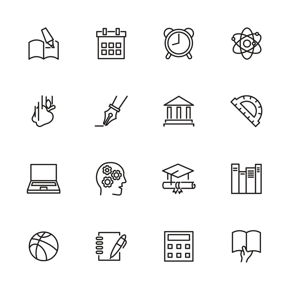 School and learning line icon set vector